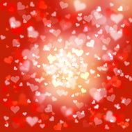 Blurry red and bright yellow color heart symbols background