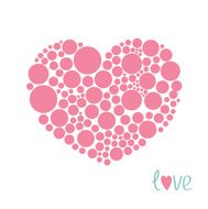 Pink heart made from many round dots Love card Flat