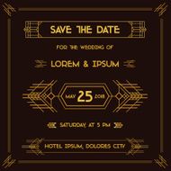 Wedding Invitation Card - Art Deco Vintage Style N6