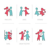 Valentine&#039;s Day Flat Icons - Couple in Love