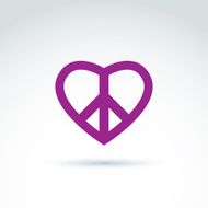 Peace and love vector icons loving heart with peace sign