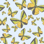 Summer seamless pattern with yellow butterflies