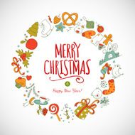Ring geometric shape vector with christmass drawing elements