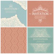 Vintage invitation card with lace ornament N51