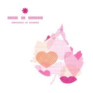 Vector textured fabric hearts heart silhouette pattern frame N19