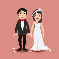 wedding couple and pink background -vector illustration N2