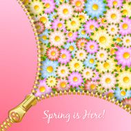 Spring zipper with flowers