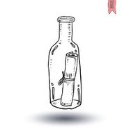Bottle with message isolated Hand-drawn vector illustration N2