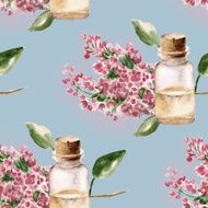 Seamless pattern with the branch of flowers perfume bottle N10