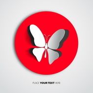Greeting card with paper butterfly - vector N2