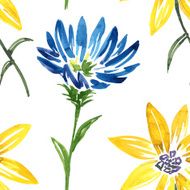 seamless pattern with watercolor drawing flower