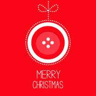 Hanging red button merry Christmas ball dash line Card Flat
