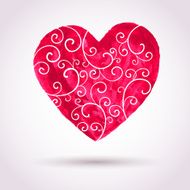 Vintage watercolor lacy heart valentines day vector card background