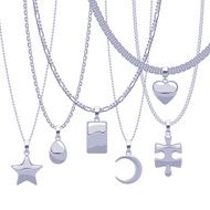 Set of silver chains with different pendants Precious necklaces
