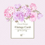 Vintage Greeting Card with Hydrangea and Peonies N3