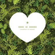 Vector evergreen christmas tree heart silhouette pattern frame N2