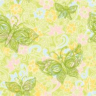 Light seamless pattern with lacy butterflies