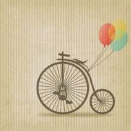 bike with balloons retro striped background