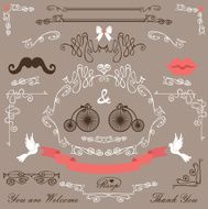 Vintage Wedding design elements set
