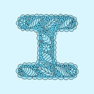 Cute letter I Floral monogram I