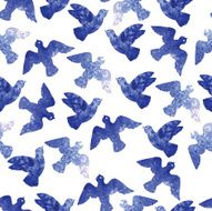 Watercolor pattern with birds