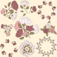 Retro floral wreath and flower bouquet collection part 1