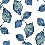seamless pattern with blue leaves