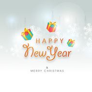 Greeting card for Happy New Year and Merry Christmas celebration
