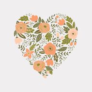 Vintage floral heart design N3