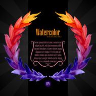 Watercolor template with wreath of colorful leaves
