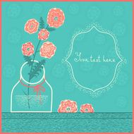 Vase with bunch of flowers and text place