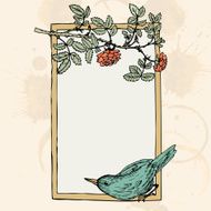 frame with bird and roses