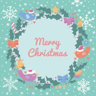 Christmas wreath with birds N4