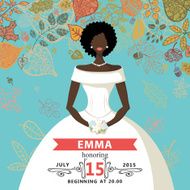 Bridal shower invitation Mulatto bride and autumn leaves N2