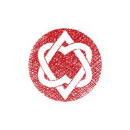 Two hearts linked vector symbol with hand drawn lines texture N2