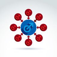 Blue male and red female signs connected with arrows gender N4