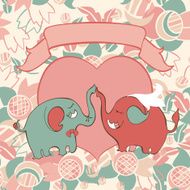 wedding card with elephants in vector