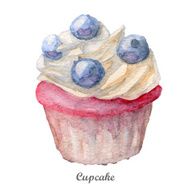 watercolor cupcake hand painted illustration N5