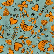 Flower hearts birds seamless N7