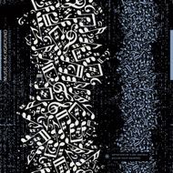 Vertical music canvas vector striped seamless tape with notes