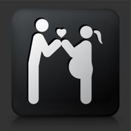 Black Square Button with Pregnant Couple Icon N2