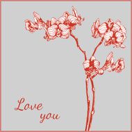 Love you card with orchid flower