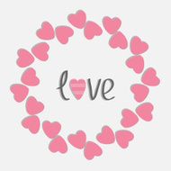 Round love frame with pink hearts Isolated Flat design style