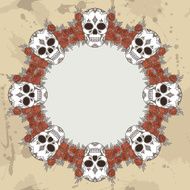 Vector vintage frame with skulls N15