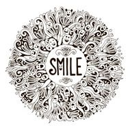 Invitation or postcard template with word SMILE