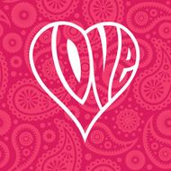 Love heart on seamless paisley background N2