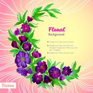 Watercolor tender wreath frame with purple flowers