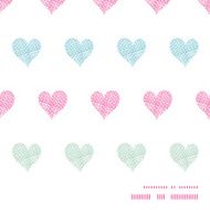 Colorful polka dot textile hearts horizontal frame seamless pattern background