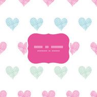 Colorful polka dot textile hearts frame seamless pattern background