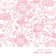 Pink textile birds and flowers horizontal frame seamless pattern background